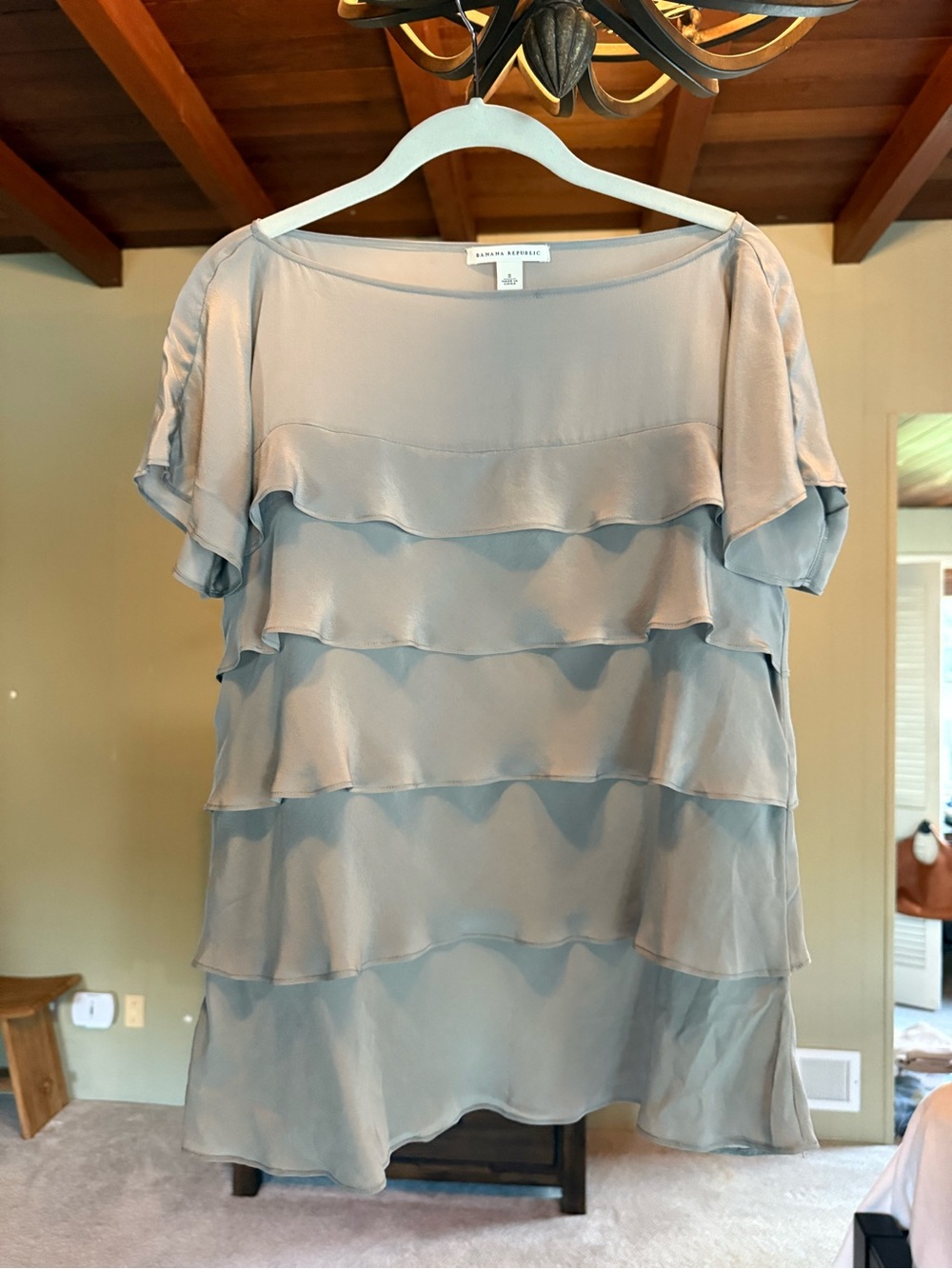 Banana Republic V-Neck Blouse - Sage Gray